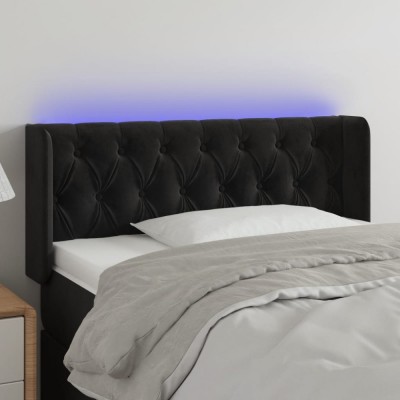 vidaXL Tăblie de pat cu LED, negru, 93x16x78/88 cm, catifea 3123610 foto