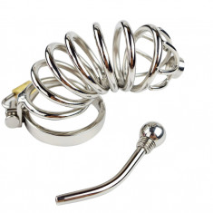 CockCage Centura Castitate Barbati Dispozitiv Metal Penis cu Uretra Plug Sound B