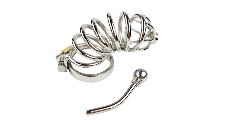 Centura Castitate Metal Barbati CockCage cu Uretra Plug Sound ...