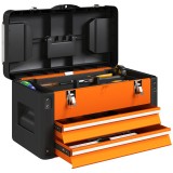 HOMCOM Cutie de scule goală, 49,7 x 25,3 x 28,9 cm Cufăr de scule cu sertar, Mini-cutie Oțel Portocaliu | Aosom Romania