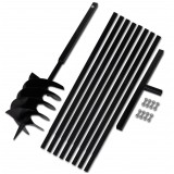 Burghiu de sol cu m&acirc;ner 200 mm cu tub prelungitor 9 m, oțel 270536