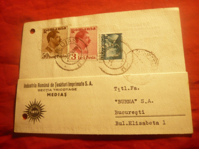 Carte Postala Comerciala Antet Ind.Romana Tesaturi... Medias 1937 foto