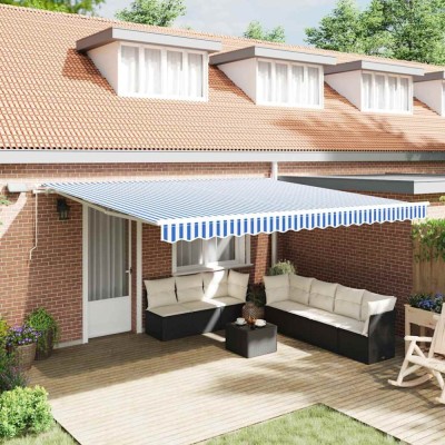 Cortina Retractabilă with Manual Albastru și alb 5 x 3 m foto