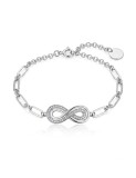 Cumpara ieftin Bratara din Argint 925 cu Simbolul Infinitului E i Zirconii , Model Modern Paperclip