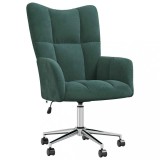 vidaXL Scaun de relaxare, verde &icirc;nchis, catifea