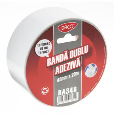 Banda Adeziva Dubla DACO, 48mm x 20m, Benzi Duble Adezive, Banda Dubla Adeziva, Benzi Transparente pentru Ambalare, Benzi Adezive, Banda Scotch, Benzi foto