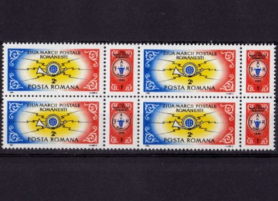 RO 1985 , LP 1144 a ,&amp;quot;Ziua marcii postale romanesti &amp;quot; , serie bloc 4 ,MNH foto