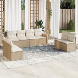 Gossi set canapele de gradina, 8 piese, cu perne, bej, poliratan