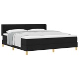 Cumpara ieftin Pat cu arcuri cu headboard Manual Negru 200 x 180 cm tesatura