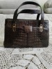 Poseta Dama Piele Exotica Vintage, Geanta de Mana Second Hand 33x22 cm