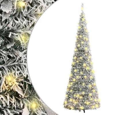 Brad de Crăciun artificial pop-up cu zăpadă, 200 LED-uri 210 cm foto