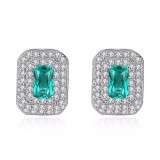 Cercei ARGINT Green Crystal Luxury Arg398G