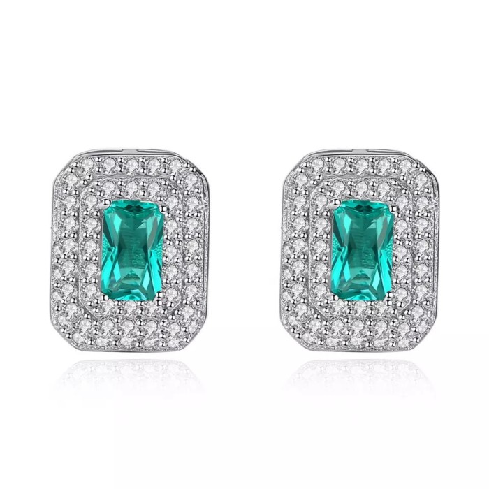 Cercei ARGINT Green Crystal Luxury Arg398G