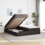 VidaXL Cadru de pat otoman cu saltele țesătură maro &icirc;nchis 200x200cm 3311251
