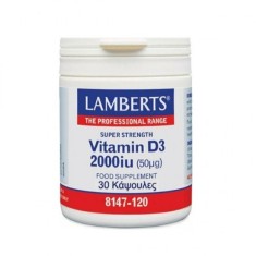 Lamberts Vitamin D3 Vitamina pentru &Icirc;ntărirea Sistemului Imunitar &amp; Sănătatea Oaselor 2000iu 30 capace