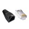 Set 10 x mufa ecranata + manson de protectie, RJ45, CAT5 CAT6, 8 pini 8P8C, negru