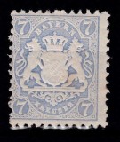 ✅ (S35) Germania veche - Bavaria/Bayern 1870 " Stema embosata " 7Kr , Mi. 25y filigran diamant 15-17mm, MVLH ( guma originala urme slabe de sarniera)
