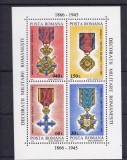 ROMANIA 1994 LP 1366 DECORATII MILITARE ROMANESTI 1866/1945 BLOC DANTELAT MNH
