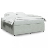 VidaXL Pat box spring cu saltea, gri deschis, 180x200 cm, catifea 3285656