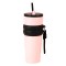 Pahar termos mare cafea cu pai Techsuit THM7, 710ml, roz