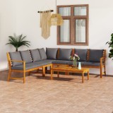 Cumpara ieftin Set mobilier grădină cu perne, 6 piese, lemn masiv acacia