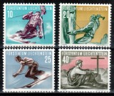 Liechtenstein 1955, Mi #334-337**, Sport (II), sporturi de munte, schi, alpinism, MNH, cota 65,- &euro;!