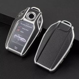 Husa Cheie Inteligenta BMW cu display TPU GRI ( BMW SERIA 7, X5,X6 ) ASPECT PIELE AutoProtect KeyCars, Oem