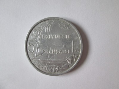 Polinezia franceză 5 Francs 1965 an rar foto