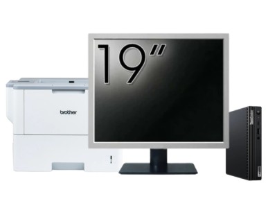 Pachet Calculator Second Hand Lenovo M80q Mini PC, Intel Core i5-10400T 2.00 - 3.60GHz, 16GB DDR4, 256GB SSD + Monitor 19&amp;amp;quot; &amp;amp; Imprimanta Brother H foto