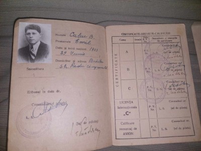 CARNET DE SBOR,Comisia Centrala a AVIATIEI sPORTIVE,Aviator militar LOCOTENENT foto