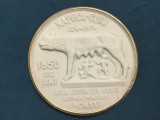 Placheta comemorativa din portelan mat 1850 de ani de la atestarea documentara / fondarea Napocii 124-1974 - ALLA CITTA DI CLVJ ROMA MADRE MCMXXI !