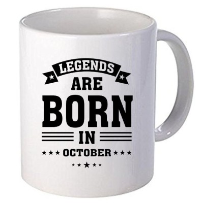 Cana alba personalizata &amp;quot; Legends are born in October&amp;quot;, INOVATIX&amp;reg;. 330ml foto