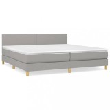 Cumpara ieftin Pat box spring cu saltea, gri deschis, 200x200 cm, textil