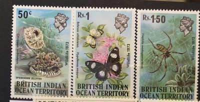 PC393 - Oceanul Indian Britanic (BIOT) 1973 Fauna, serie MNH, 3v foto