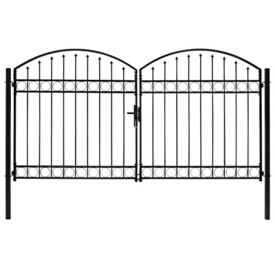 Poarta de gard dubla cu arcada, negru, 300 x 175 cm, otel GartenMobel Dekor foto