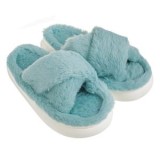 Papuci de iarnă moi din blană artificială bleu pentru femei, CMCLASS