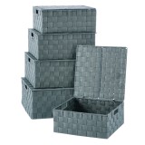 Cumpara ieftin Set 5 cutii depozitare polietilena verde 28 x 28 x 12, 30 x 30 x 13, 32 x 32 x 14, 34 x 34 x 15, 36 x 36 x 16 cm