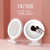 Oglinda cosmetica profesionala, de make-up, cu 2 fete, Marire X10, lumini LED
