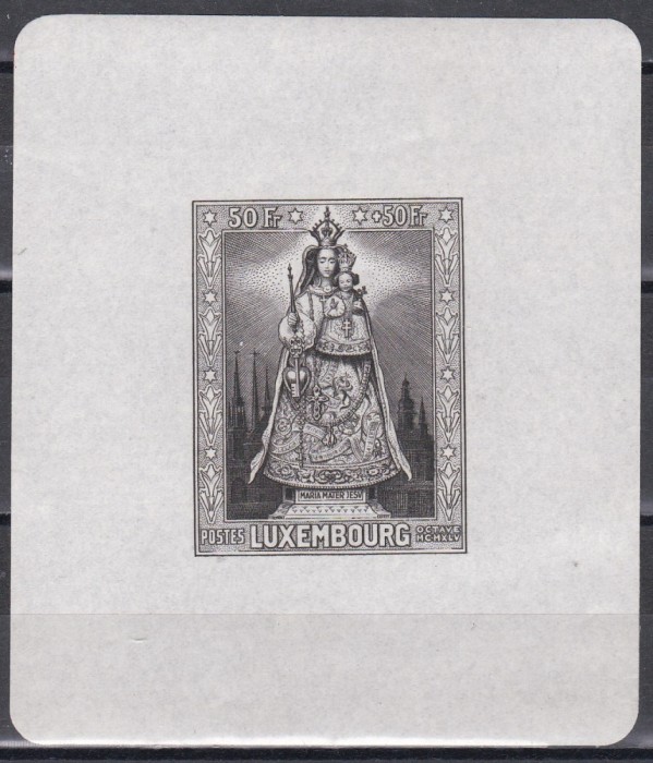 Luxembourg 1945 - Madona din Luxemburg, Colita omagiala, NDT