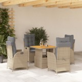 VidaXL Set mobilier de grădină cu perne, 5 piese, bej, poliratan