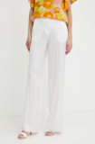 Marella pantaloni femei, culoarea alb, drept, high waist, 2413131202200
