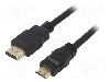 Cablu HDMI - HDMI, HDMI mini mufa, HDMI mufa, 1m, negru, AKYGA - AK-HD-10M