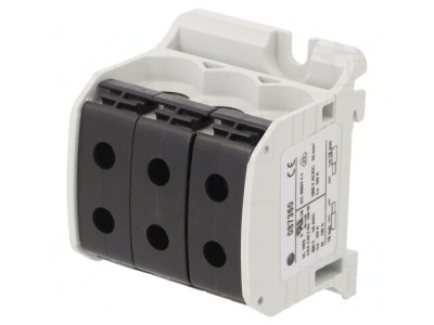 Conector Șine 50mm2 cu 6 Borne Negru foto