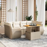 Gossi set canapele de gradina, 7 piese, cu perne, bej, poliratan