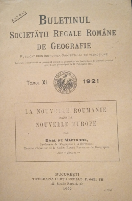 La nouvelle Roumanie dans la nouvelle Europe (Emm. de Martonne, 1922)