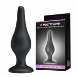 Dop Anal cu Ventuza Pretty Love Sensitive, 14cm, Silicon Negru, Prostate Plug, Dilatabil