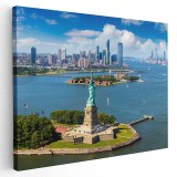 Tablou Statuia Libertatii New York USA albastru 1540 Tablou canvas pe panza CU RAMA 30x40 cm