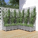 VidaXL Jardinieră de grădină cu spalier gri deschis 120x120x121,5cm PP