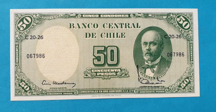 50 Pesos - Bancnota Chile - piesa SUPERBA - UNC