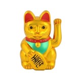 Figurina Pisica Norocoasa Maneki Neko, Simbol de Noroc si Prosperitate, 15cm, auriu